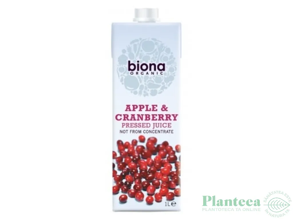 Suc mere nefiltrat merisoare eco 1L - BIONA