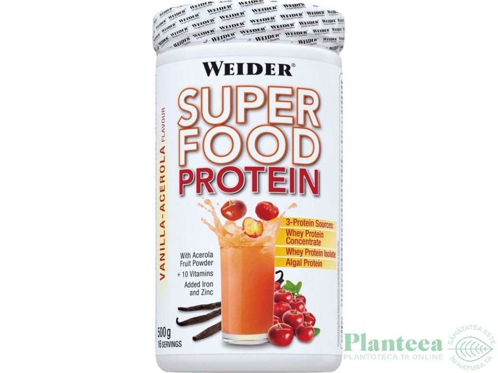 Pulbere proteica mix 3surse SuperFood vanilie acerola 500g - WEIDER