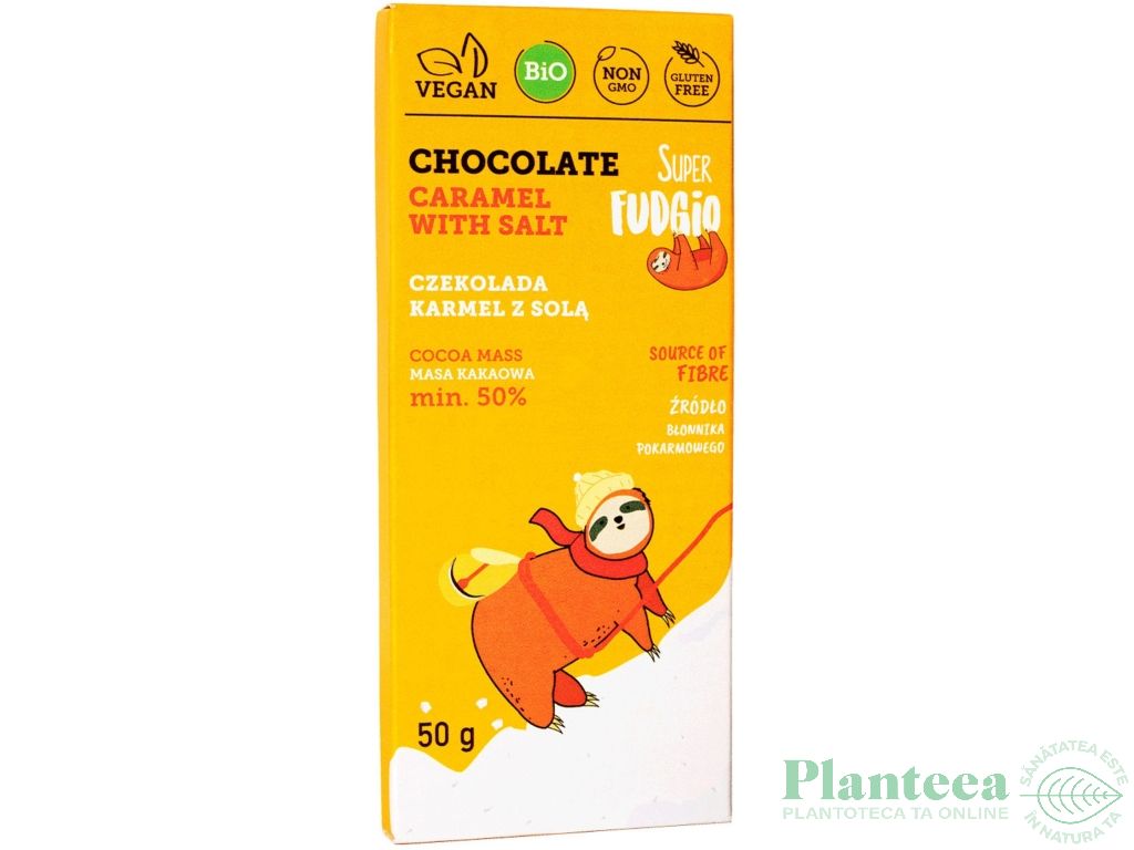 Ciocolata vegana caramel sarat fara gluten bio 50g - SUPER FUDGIO