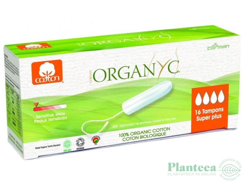 Tampoane interne bumbac super plus 16b - ORGANYC