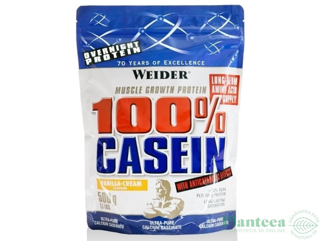 Pulbere proteica caseina 100% zi noapte vanilie crema 500g - WEIDER