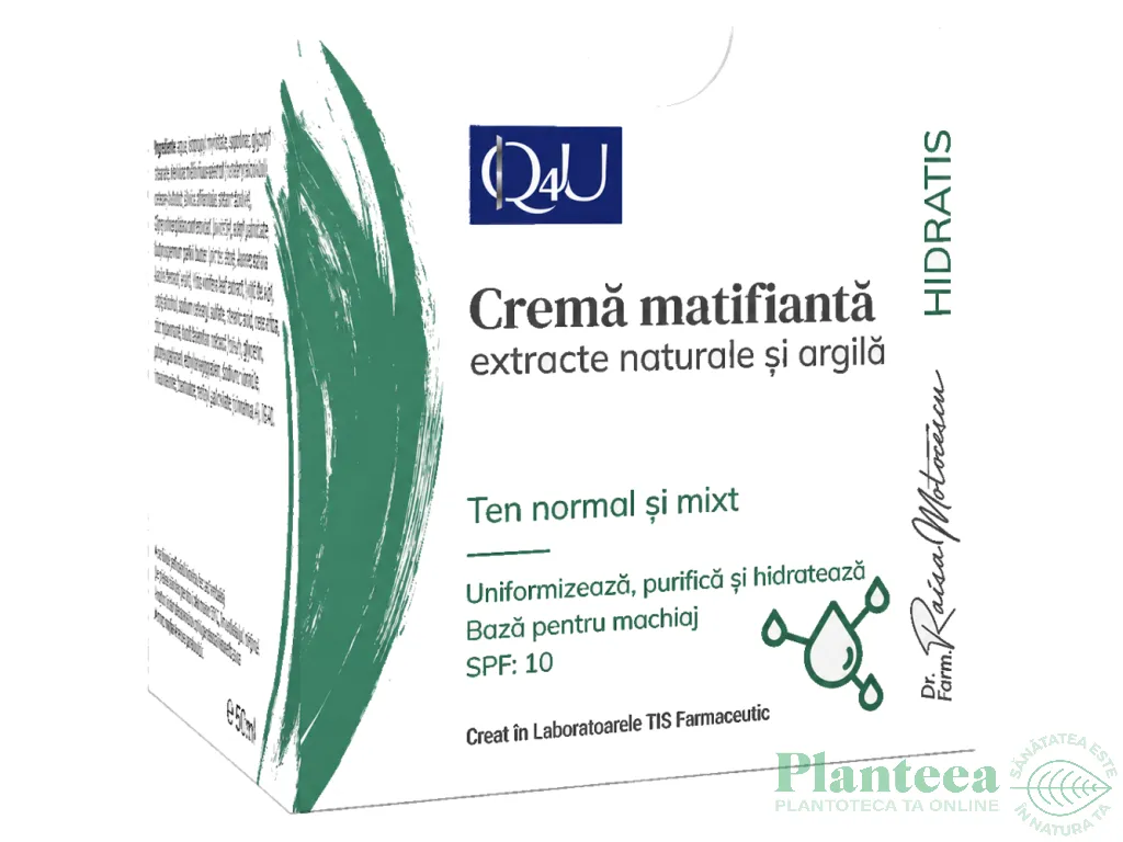 Crema matifianta fata extracte naturale argila Q4U HidraTis 50ml - TIS