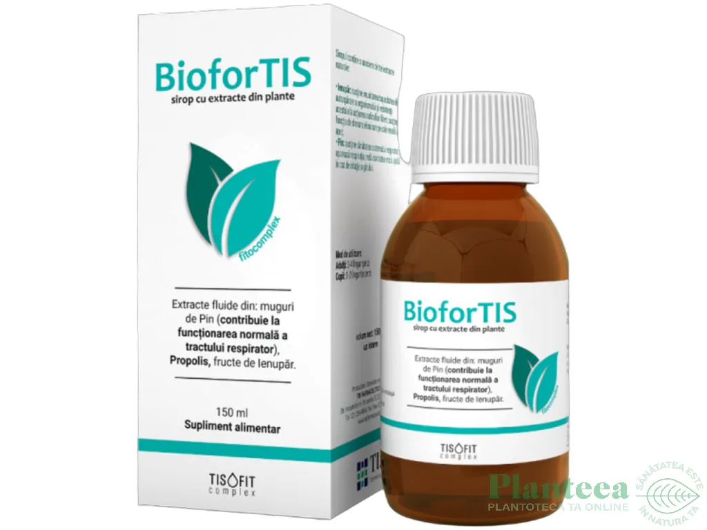 Sirop fitocomplex muguri pin propolis ienupar BioforTis TisoFit 150ml - TIS