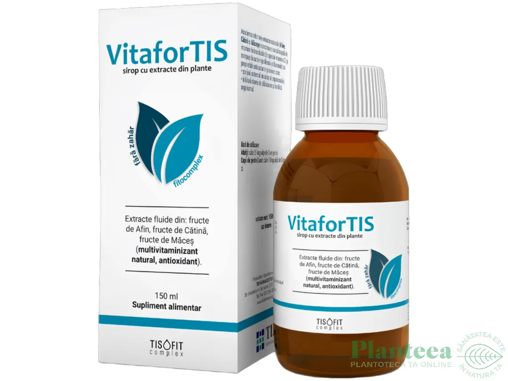 Sirop fitocomplex afine catina macese VitaforTis TisoFit 150ml - TIS