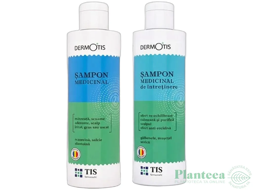 Kit Sampoane tratament dermatite [Rezorcina+Intretinere] DermoTis 2x120ml - TIS