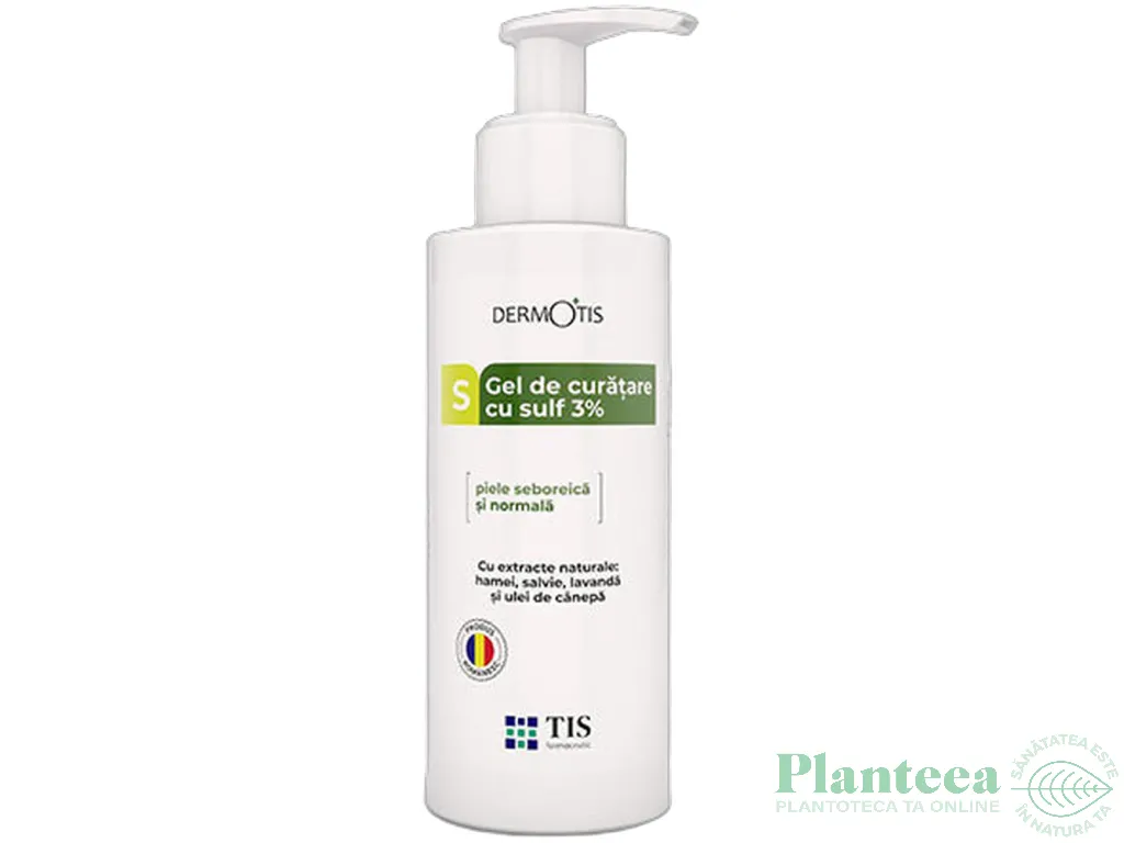 Gel curatare fata corp sulf 3% piele seboreica normala DermoTis 300ml - TIS