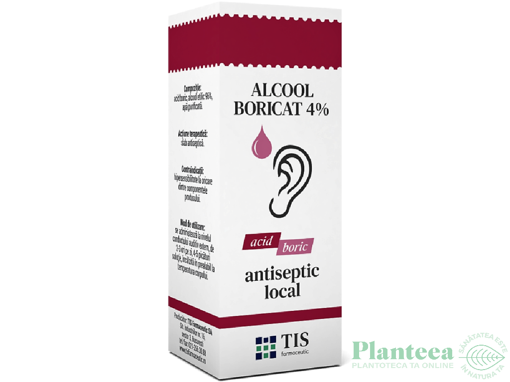 Alcool boricat 4% 15ml - TIS