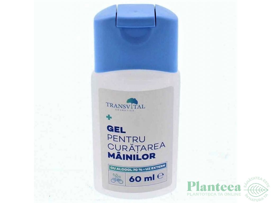 Gel curatare maini antibacterian 70%alcool 60ml - TRANSVITAL