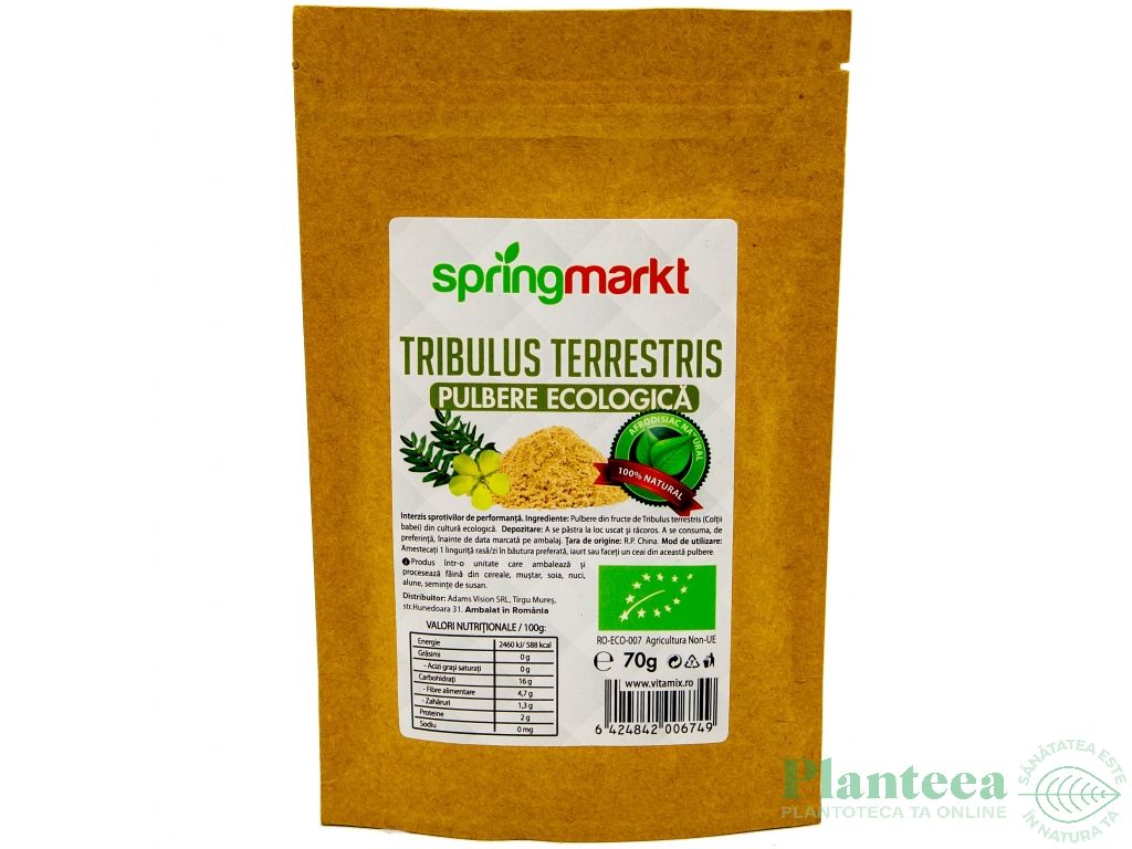 Pulbere tribulus terrestris eco 70g - SPRINGMARKT