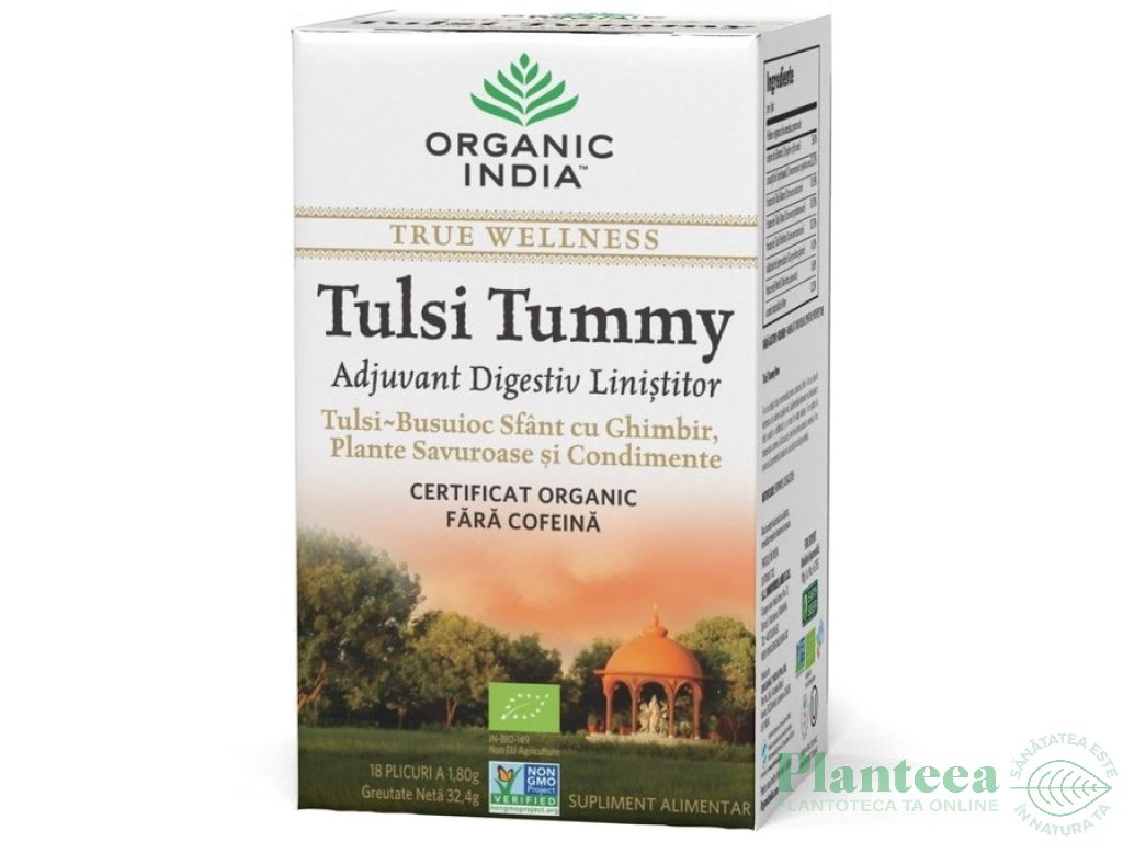 Ceai tulsi tummy adjuvant digestiv 18dz - ORGANIC INDIA