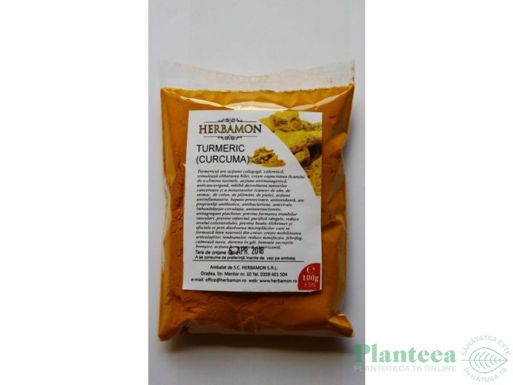 Condiment turmeric macinat 100g - HERBAMON