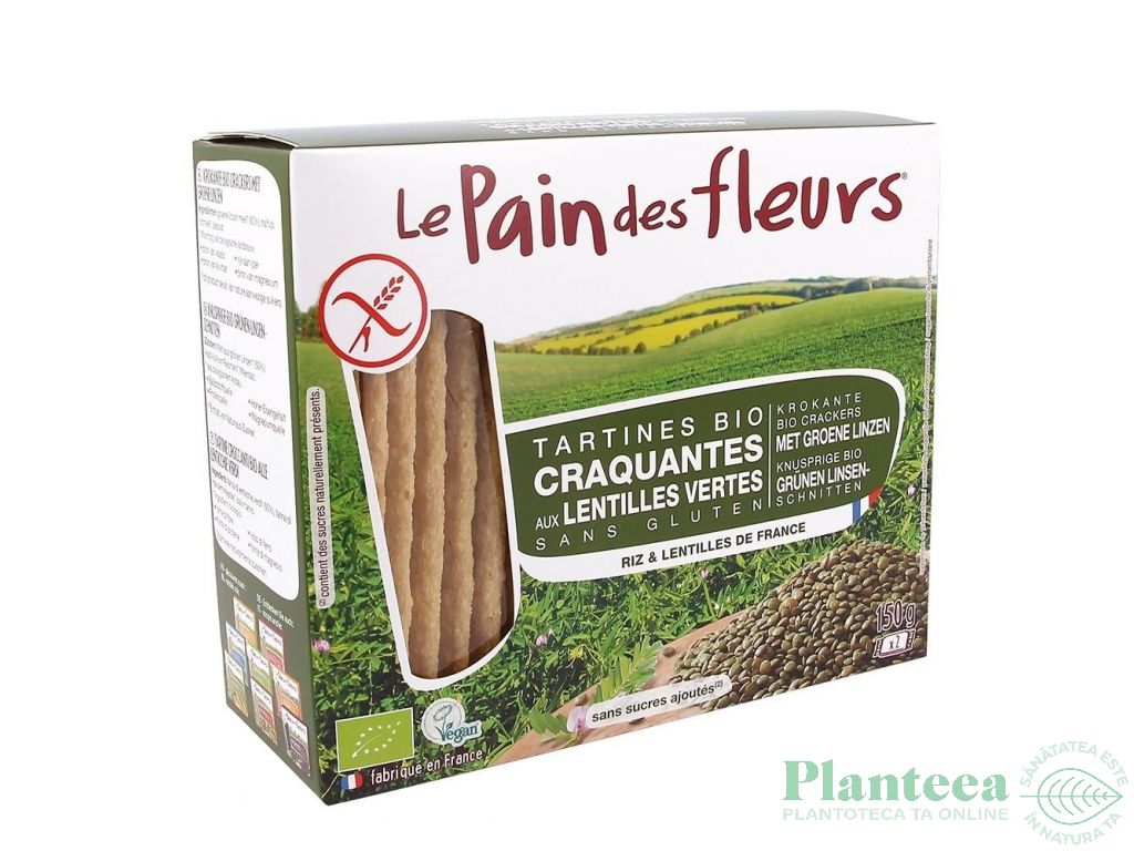 Tartine crocante linte verde orez semiintegral eco 150g - LE PAIN DES FLEURS