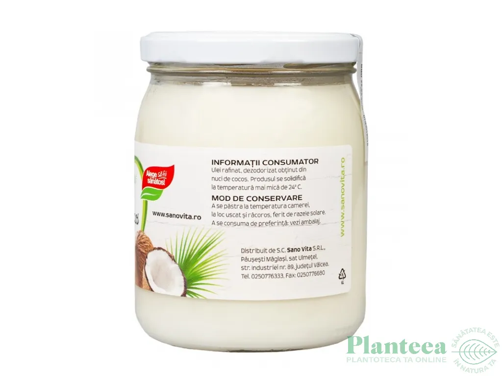 Ulei cocos dezodorizat 500ml - SANOVITA