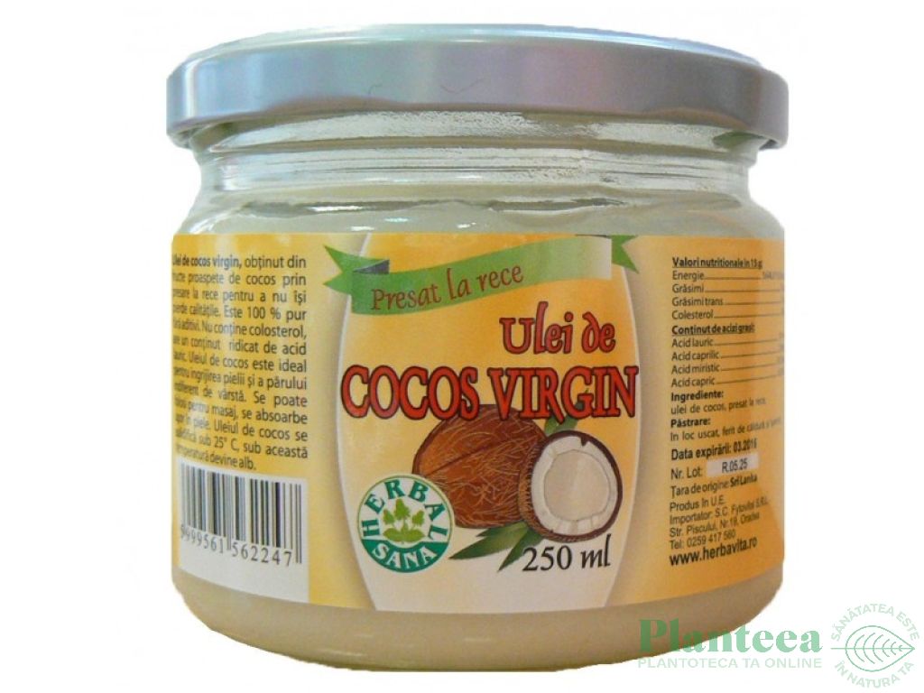 Ulei cocos virgin 250ml - HERBAL SANA