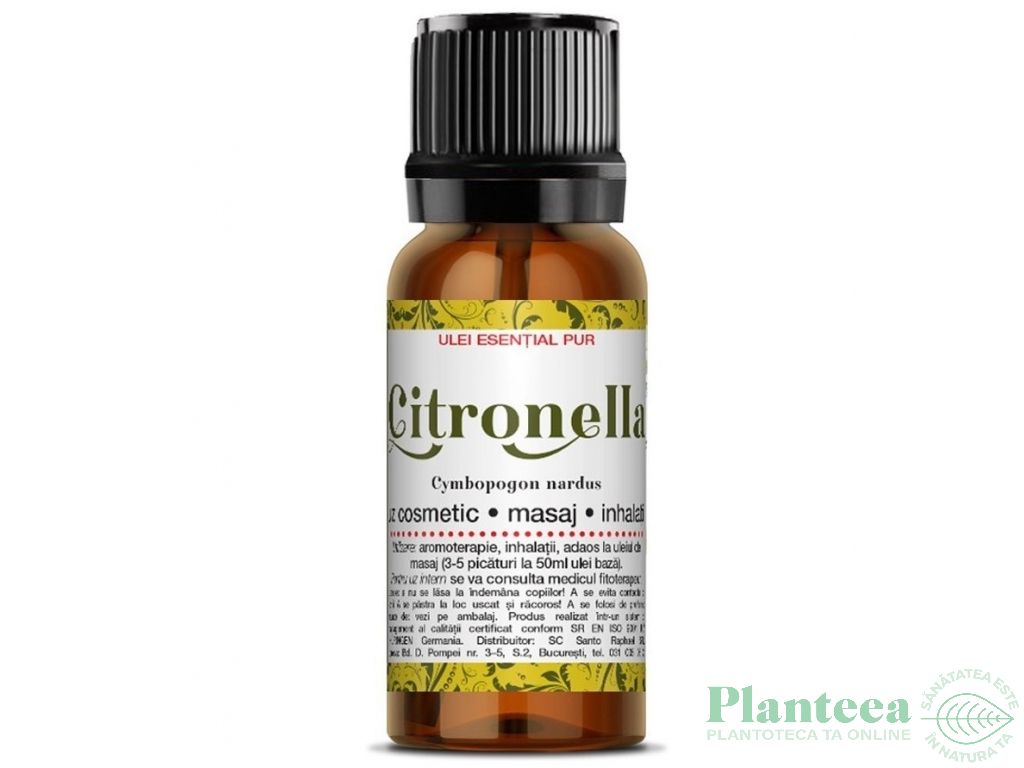 Ulei esential citronella uz extern 10ml - SANTO RAPHAEL