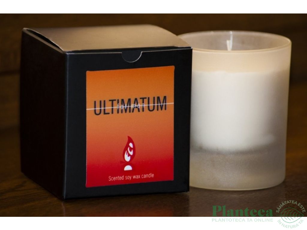 Candela sticla ceara soia 40h Ultimatum 130g - D`ECO