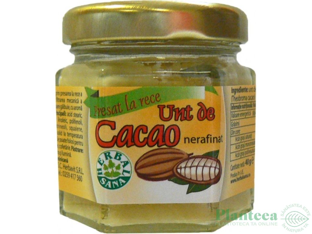 Unt cacao crud nerafinat 40g - HERBAL SANA