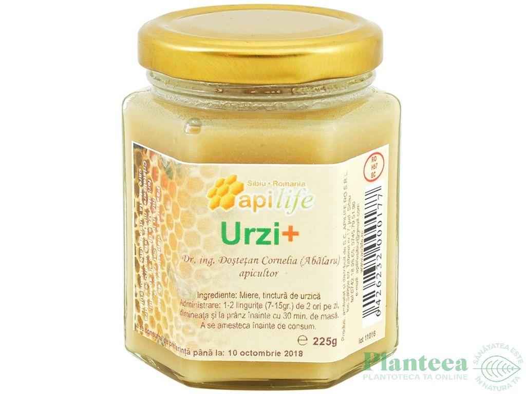 Miere cu tinctura urzica Urziplus 225g - APILIFE