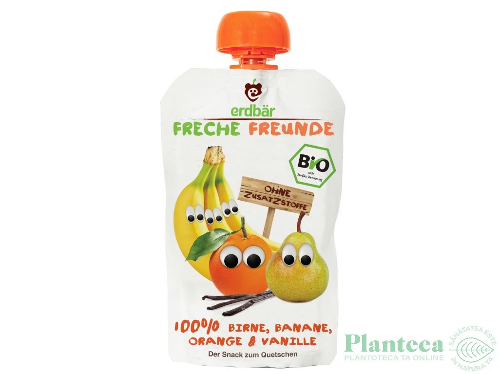 Piure pere banane portocale vanilie bio 100g - ERDBAR