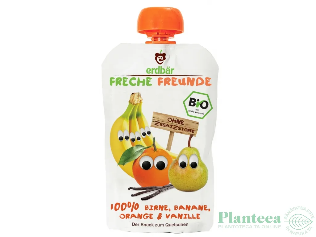 Piure pere banane portocale vanilie bio 100g - ERDBAR