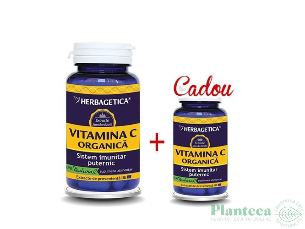 Pachet Vitamina C organica 60+10cps - HERBAGETICA
