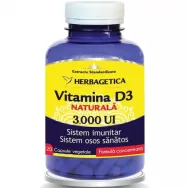 Vitamina D3 naturala 3000ui 120cps - HERBAGETICA