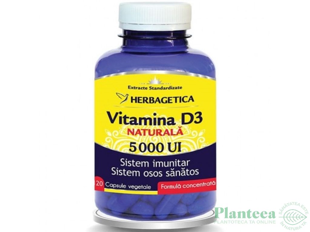 Vitamina D3 naturala 5000ui 120cps - HERBAGETICA