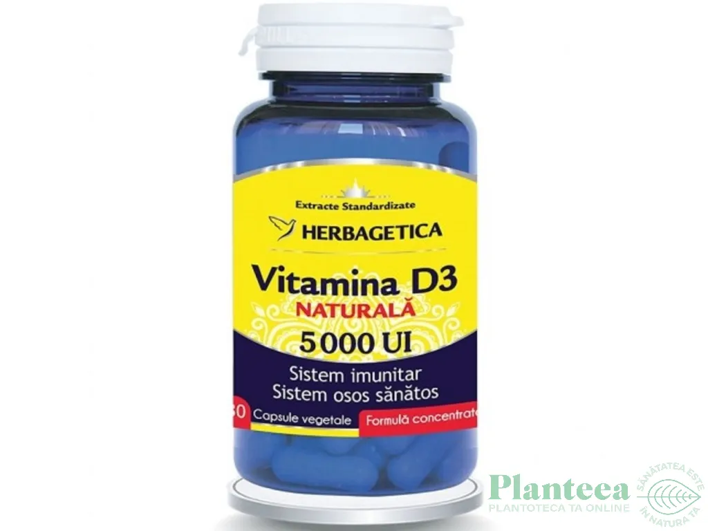 Vitamina D3 naturala 5000ui 30cps - HERBAGETICA