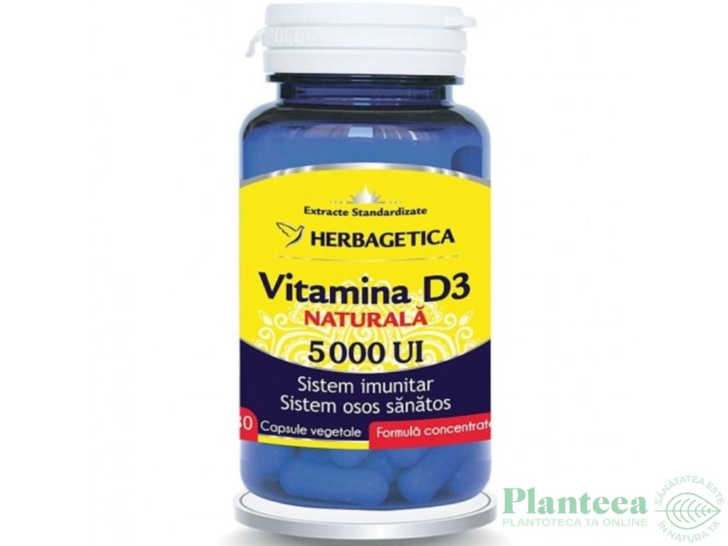 Vitamina D3 naturala 5000ui 30cps - HERBAGETICA