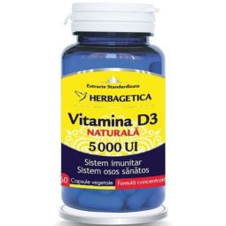 Vitamina D3 naturala 5000ui 60cps - HERBAGETICA