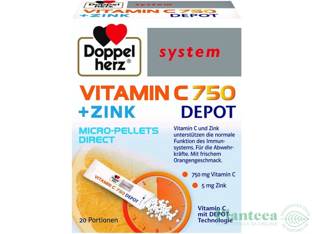 Vitamina C 750mg pulbere orala Depot Direct 20pl - DOPPEL HERZ