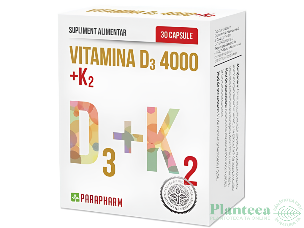 Vitamina D3 4000ui K2 30cps - PARAPHARM