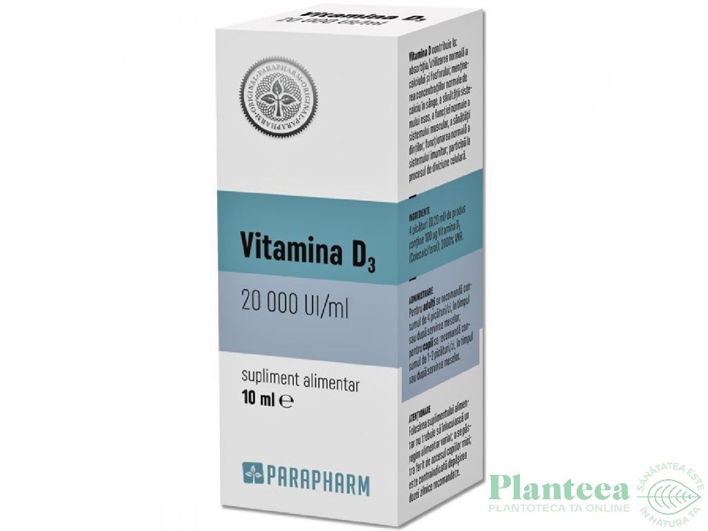 Vitamina D3 20000ui picaturi 10ml - PARAPHARM