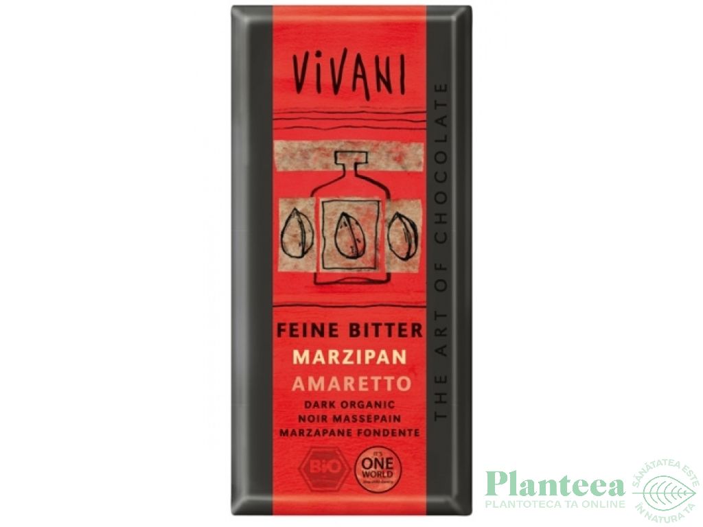 Ciocolata neagra 60%cacao marzipan amaretto eco 100g - VIVANI