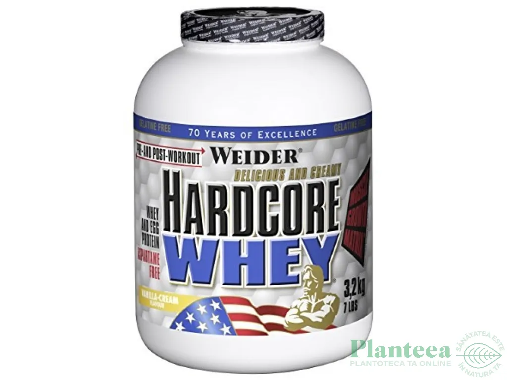 Pulbere proteica zer concentrat Hardcore vanilie 3,178kg - WEIDER