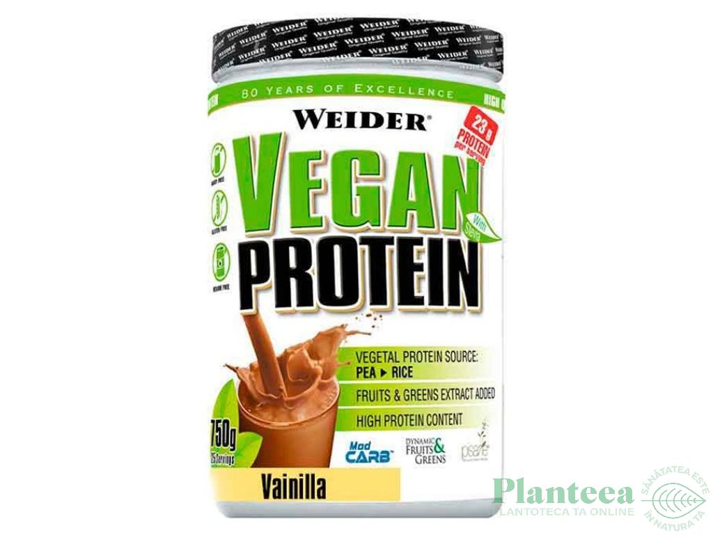 Pulbere proteica vegana mazare orez vanilie 750g - WEIDER