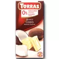 Ciocolata alba cocos fara zahar fara gluten 75g - TORRAS
