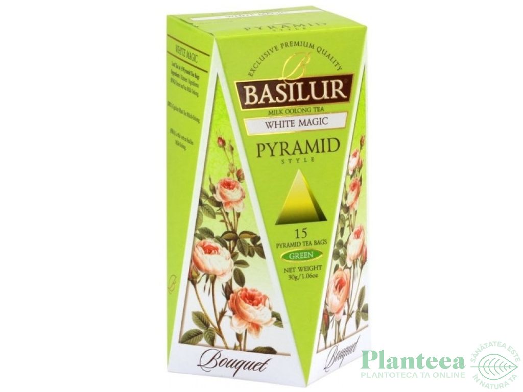 Ceai verde milk oolong Bouquet white magic piramide 15dz - BASILUR