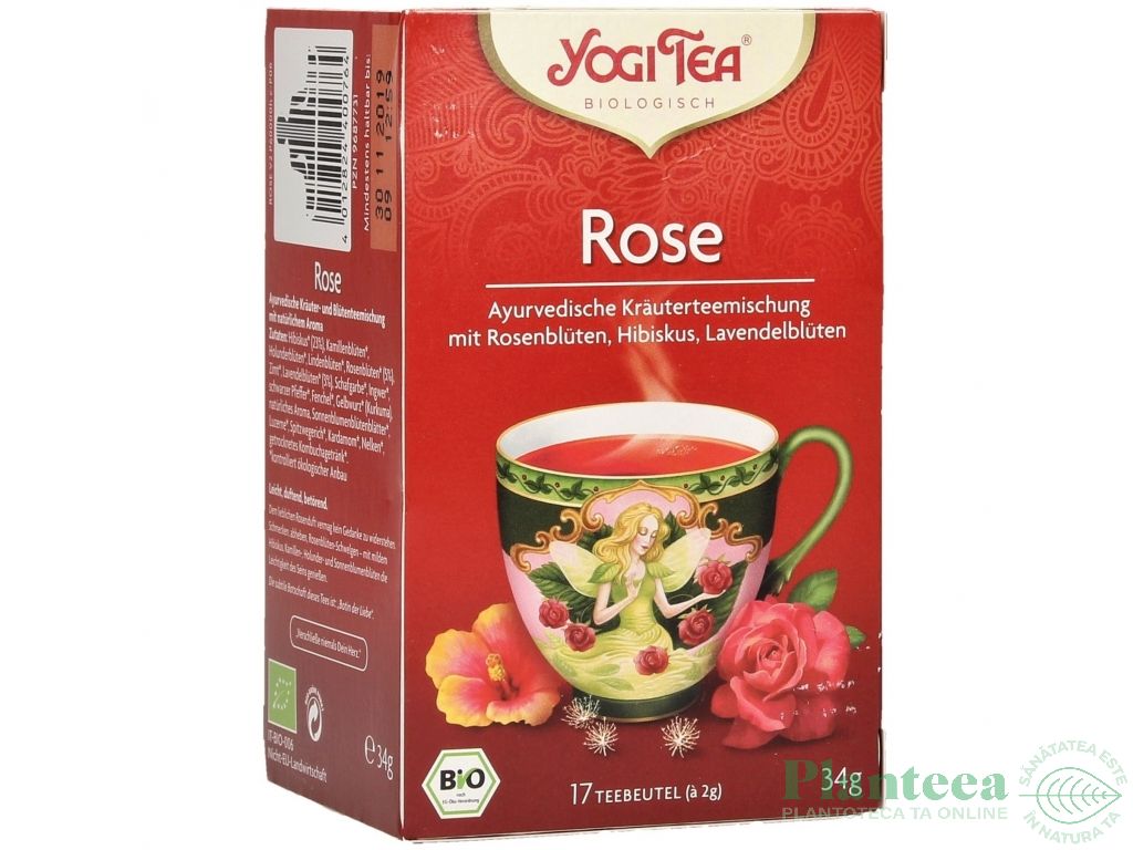 Ceai plante ayuverdice trandafir eco 17dz - YOGI TEA