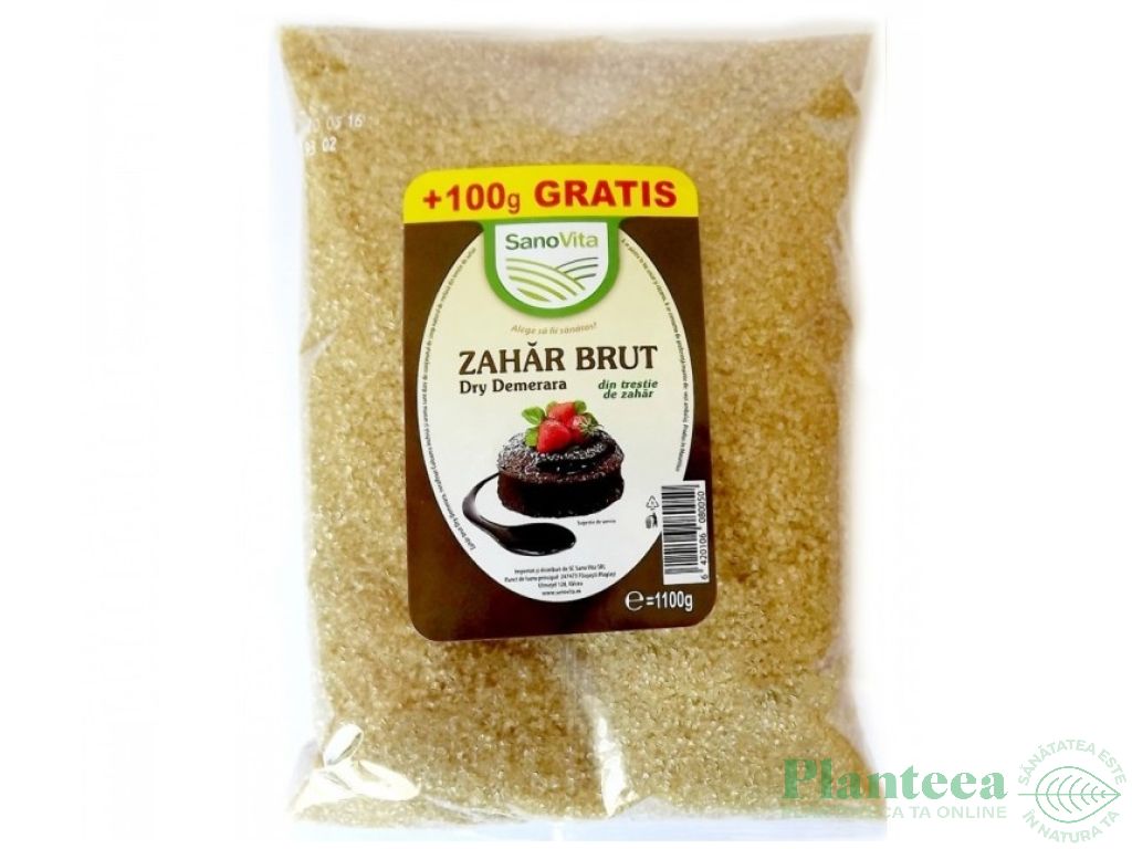 Zahar brut trestie nerafinat Demerara 1kg+100g - SANOVITA