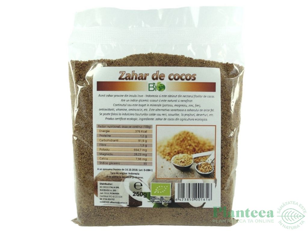 Zahar nectar flori cocos eco 250g - DECO ITALIA