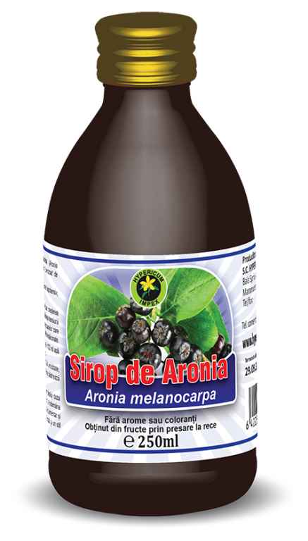 Sirop aronia cu zahar invertit 250ml - HYPERICUM PLANT