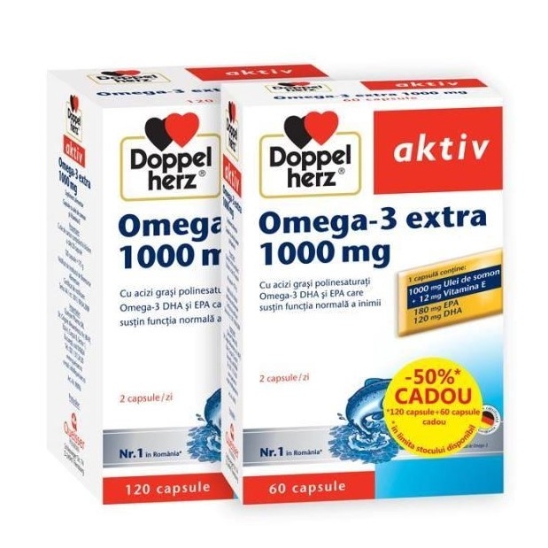 Pachet Omega3 extra 1000mg 120+60cps - DOPPEL HERZ