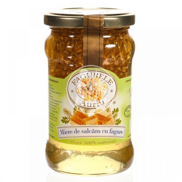 Miere salcam cu fagure 400g - FAGURELE AURIU