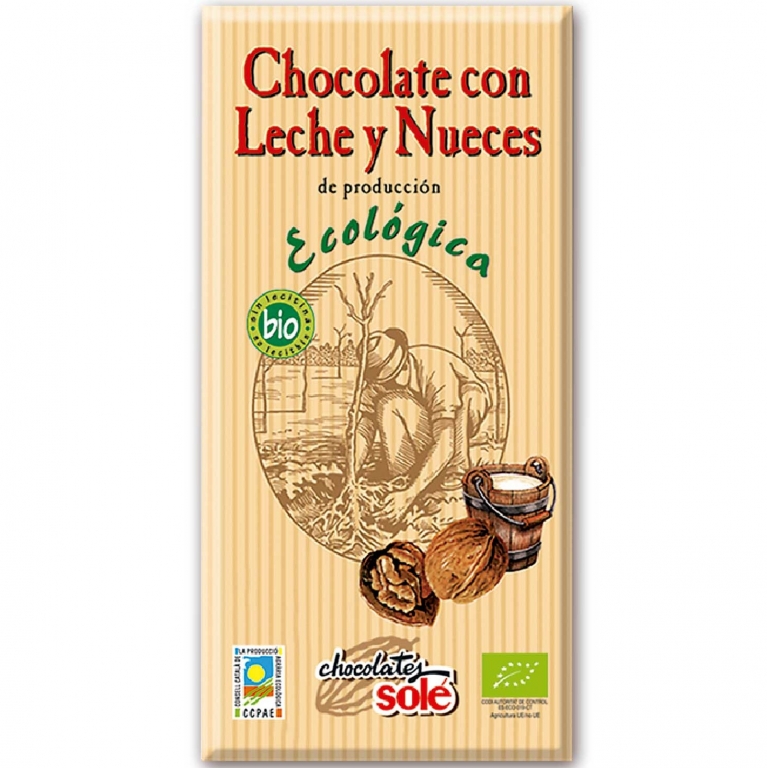 Ciocolata lapte cu nuci eco 100g - SOLE