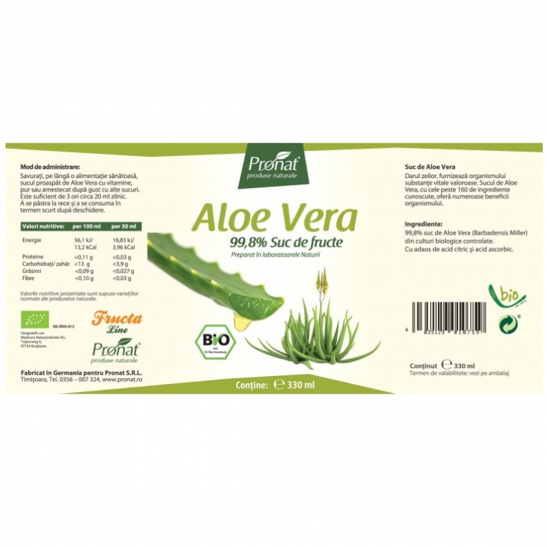 Suc aloe vera eco 330ml - MEDICURA