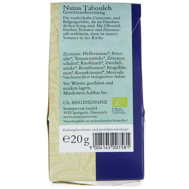 Mirodenii amestec pt taboule eco 20g - SONNENTOR