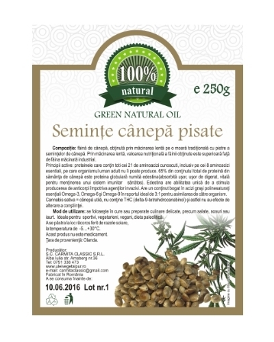 Seminte canepa pisate 250g - CARMITA CLASSIC