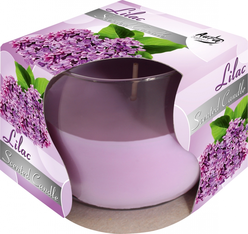 Lumanare pahar simplu parfumata 24h liliac 260g - BISPOL