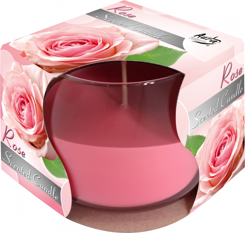 Lumanare pahar simplu parfumata 24h trandafir 260g - BISPOL